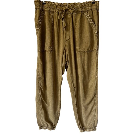 Anthropologie Rhys Utility Jogger Pant Sz Large Linen Blend Utility Moss Green - Picture 1 of 16